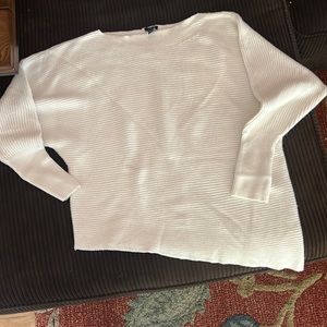 Express Ribbed Asymmetrical Hem  Long Sweater Cream Size XL